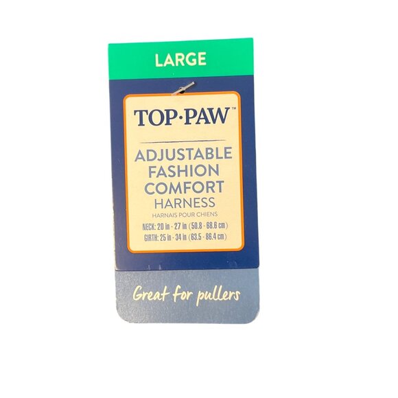 Top Paw Adjustable Fashion Comfort Dog Harness Checkered Black Blue Sz Large NWT - Picture 4 of 5